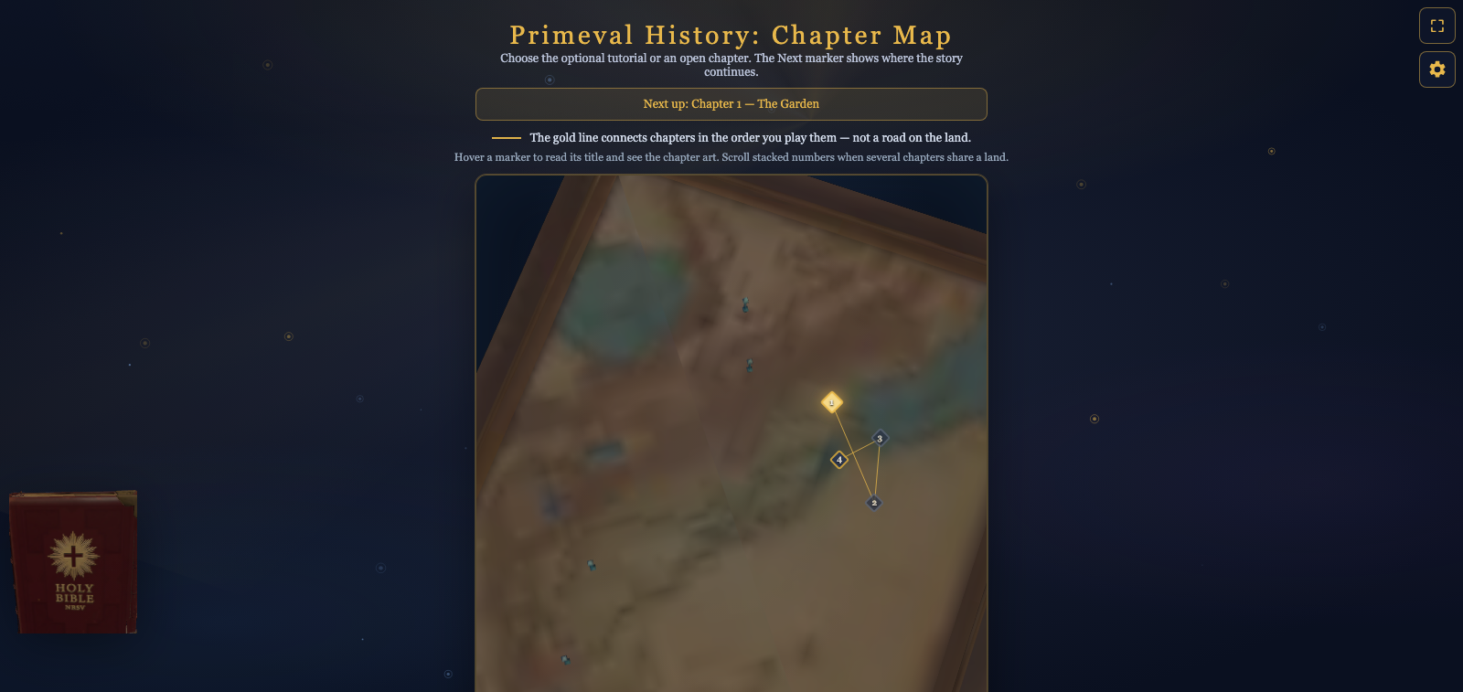 The strategy map for the opening Bible chapters